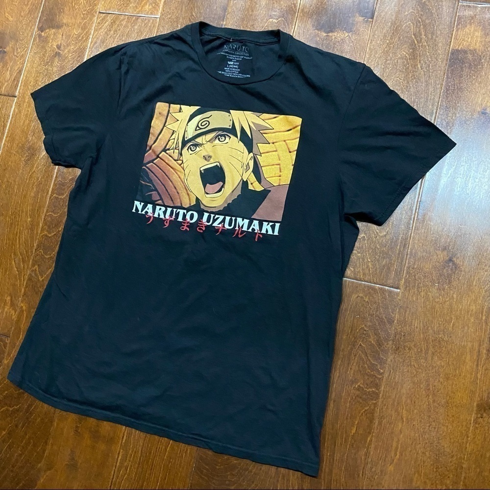 Naruto Anime Vintage Cartoon Black T-shirt L